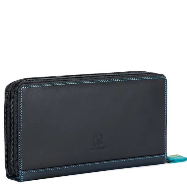 Large Double Zip Wallet Black Pace | Mywalit Shop